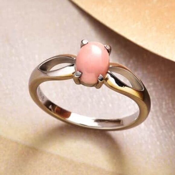 Oregon Peach Opal Solitare Ring Size 6 - Picture 1 of 13
